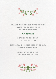 Floral Border - Tall - Bar & Bat Mitzvah Invitation by Paperless Post