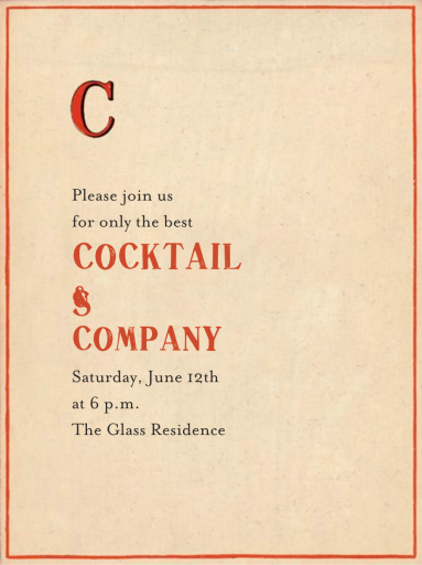 Red Letter - Party Invitation by John Derian - Back