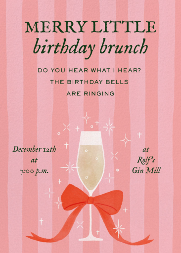 Pink Champagne Bow Invitation