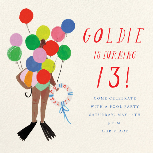 Balloons and Flippers - Birthday Invitation by Mr. Boddington's Studio