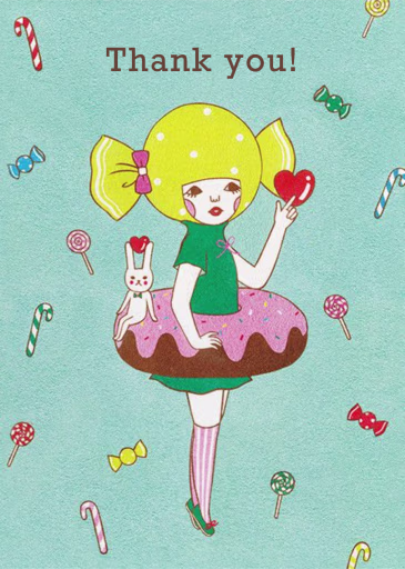 Doughnut Girl (Naoshi) - Thank You Card by Red Cap Cards