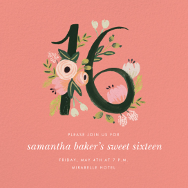 Botanic Numerals - Sweet 16 Invitation by Rifle Paper Co.