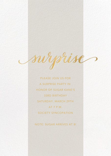 Surprise Stripe - Surprise Party Invitation by Sugar Paper