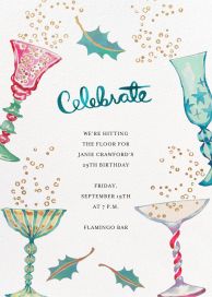 Festive Watercolor Cocktails - Birthday Invitation by Happy Menocal