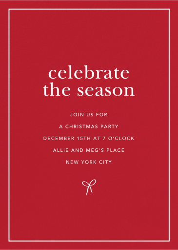 Little Bow - Holiday Party Invitation by Sugar Paper