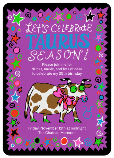 Zodiac Doodles - Invitación de cumpleaños por Gentle Thrills