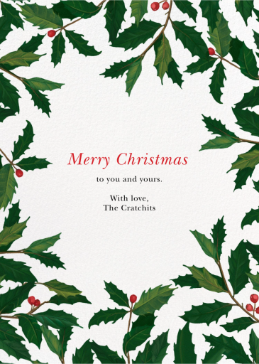English Holly (Border) - Greeting Card by Paperless Post