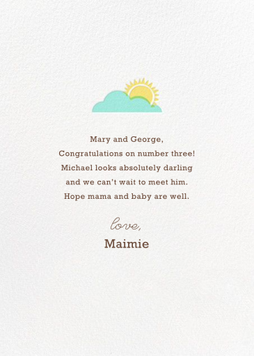 Good Morning, Sunshine - Congratulations Card by Hello!Lucky - Back