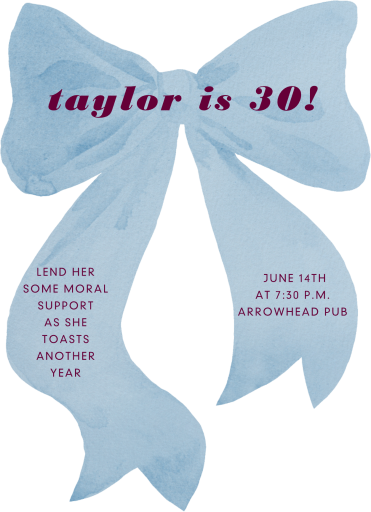 Painted Bow Cutout - Birthday Invitation by Paperless Post