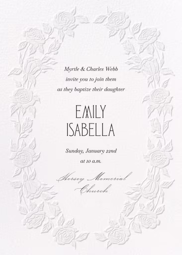 Whispering Florals - Baptism & Christening Invitation by Monique Lhuillier