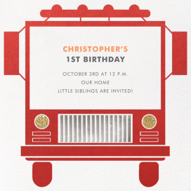 Fire Truck - First Birthday Invitation by Paperless Post