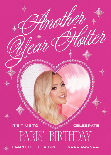 Photo Pink Heart Sparkle Invitation