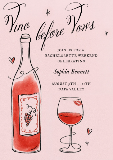 Wine Bottle Bachelorette Invitation