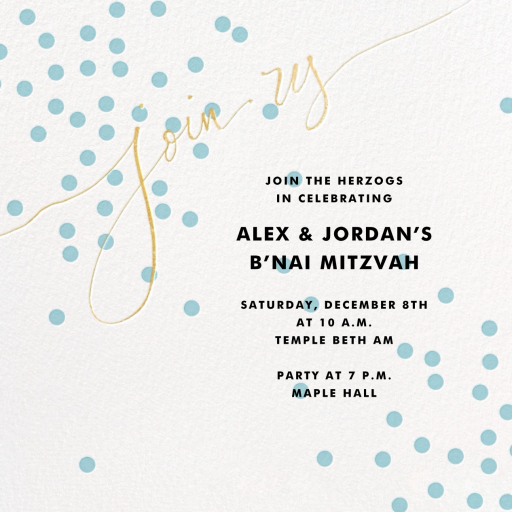 Join Us (Dots) - Bar & Bat Mitzvah Invitation by Linda and Harriett