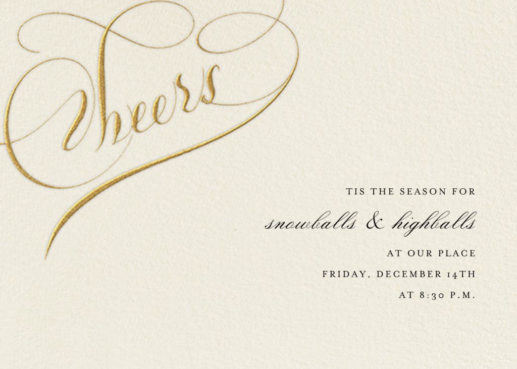 Cheers Script Cocktail Party Invitation Send online instantly