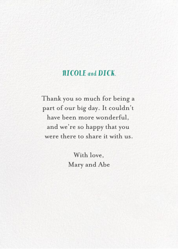 The Newlyweds Car - Thank You Card by Mr. Boddington's Studio - Back