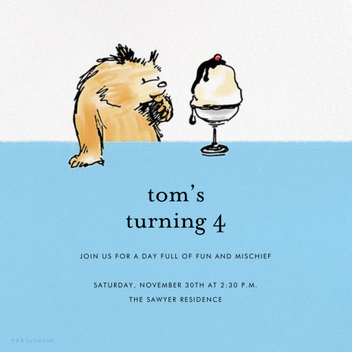 Sundae Finest - Birthday Invitation by Paddington Bear