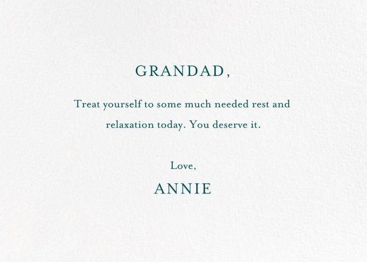 Grandfather Is Waterskiing Again - Father's Day Card by Mr. Boddington's Studio - Back