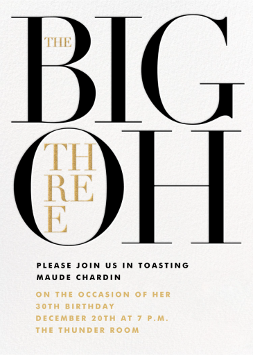 The Number Oh - 30th Birthday Invitation by Paperless Post