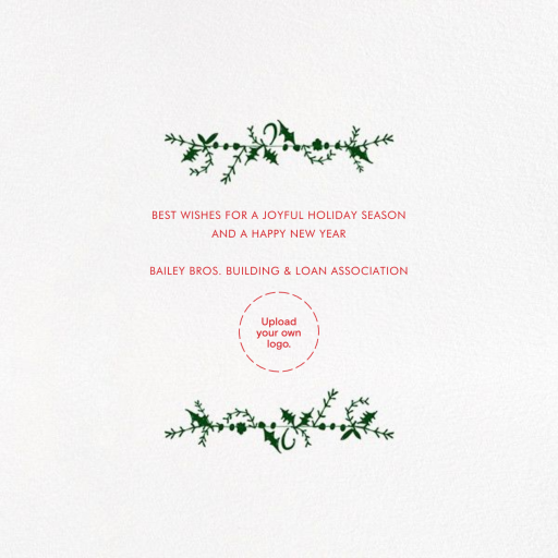 Holly on the Banister - Business Holiday Card by Mr. Boddington's Studio - Back