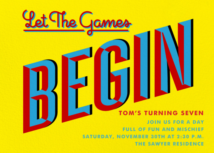 Let the Games Begin by Paperless Post