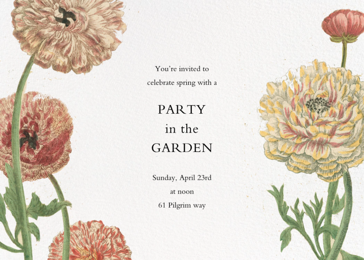 Wild Ranunculus - Spring Party Invitation by John Derian