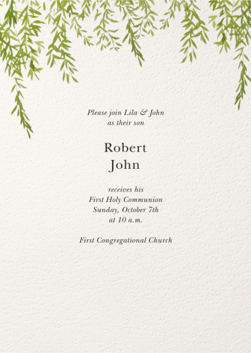 Willow Tree - First Communion Invitation by Felix Doolittle