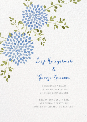 Watercolor Dahlias - Engagement Party Invitation by Paperless Post