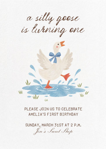 Splashing Goose - First Birthday Invitation by Paperless Post