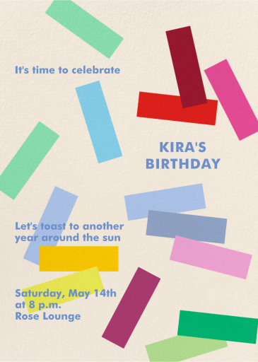 Falling Blocks - Birthday Invitation by Gold Rush Paper