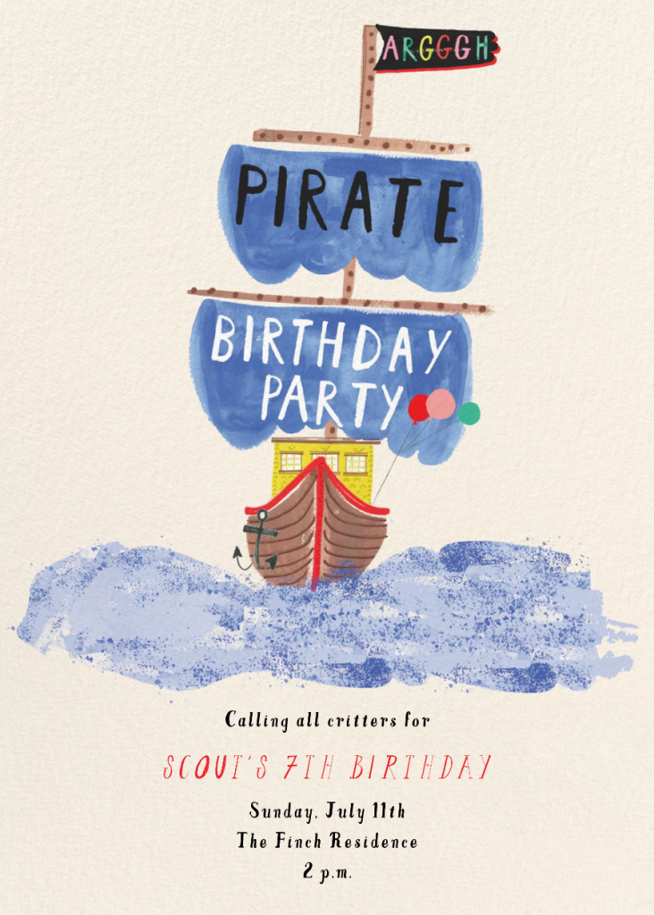 Ahoy Matey - Birthday Invitation - Mr. Boddington's Studio