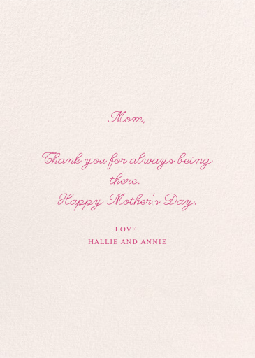 Beautiful Mother (Danielle Kroll) - Mother's Day Card by Red Cap Cards - Back