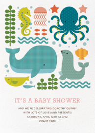 Ocean Parade (Inset) - Baby Shower Invitation by Petit Collage