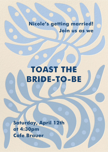 Blue Fronds - Bridal Shower Invitation by Gold Rush Paper