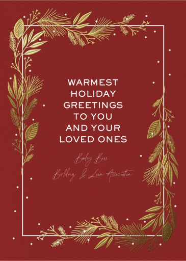 Elegant Gold Foliage Border - Holiday Card by Paperless Post