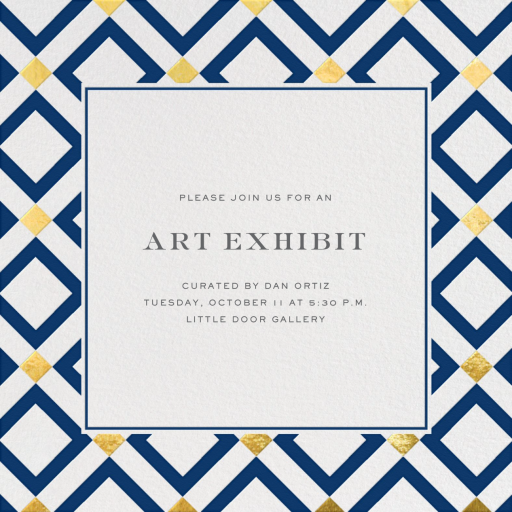 Gold Diamond Tile - Art Exhibition Invitation by Jonathan Adler
