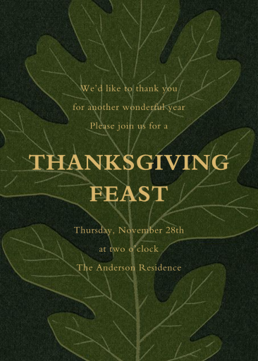 Pressed Oak - Thanksgiving Invitation by Paperless Post