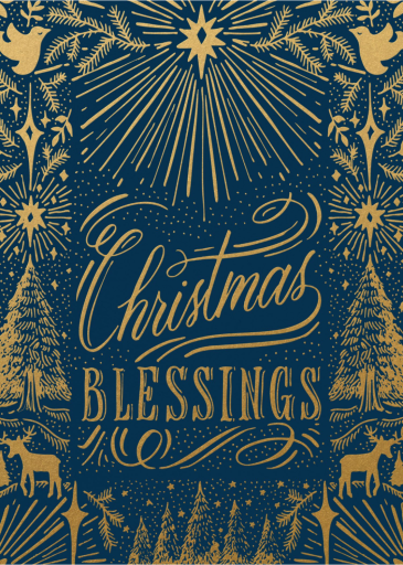 Gold Forest Christmas Card