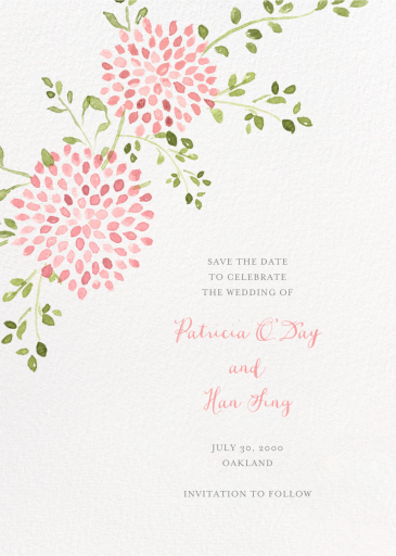 Watercolor Pink Dahlia Save the Date