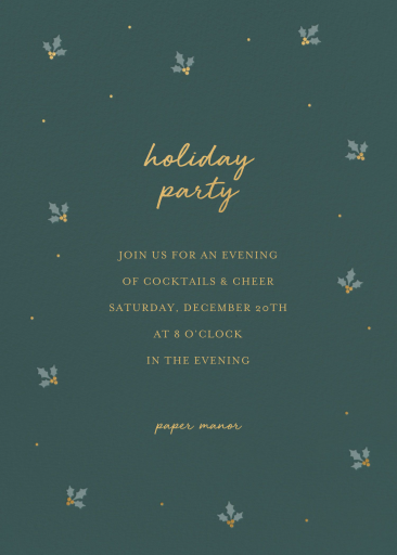 Minimalist Holly Holiday Invitation