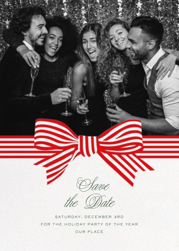 Striped Bow (Photo) - Holiday Save the Date by Cheree Berry Paper & Design