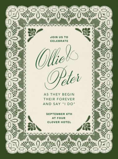 Green Lace Border Invitation