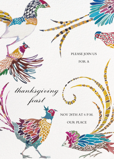 Colorful Pheasant Fall Invitation