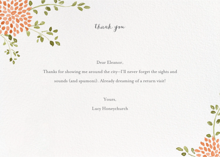 Watercolor Dalia & Leaves Card
