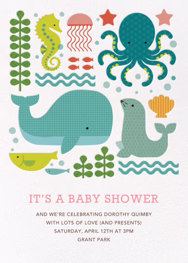 Ocean Parade (Inset) - Baby Shower Invitation by Petit Collage