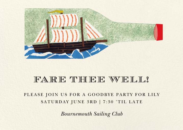 Ship in a Bottle - Invitation by Hadley Paper Goods