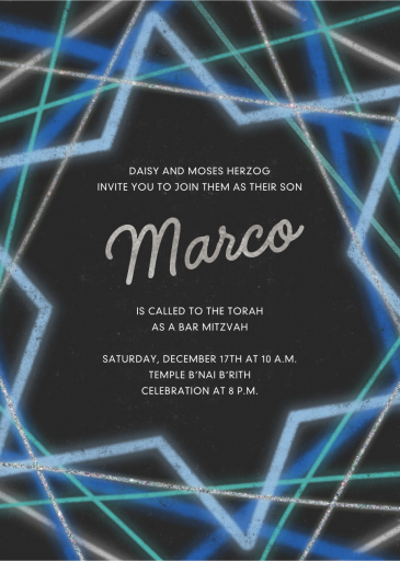 Neon Star - Bar & Bat Mitzvah Invitation by Paperless Post