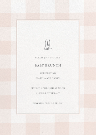 Buffalo Check Bunny - Baby Shower Invitation by Sugar Paper
