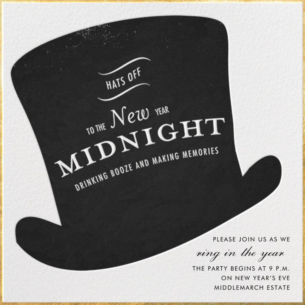 Hats Off New Years New Year's Eve Invitation Send online