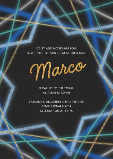 Neon Star - Bar & Bat Mitzvah Invitation by Paperless Post